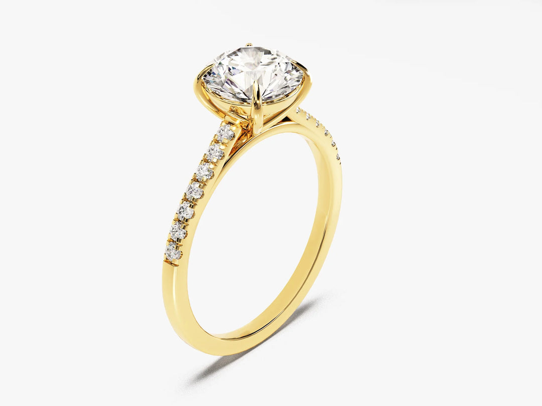 1.50CT Round Cut Diamond Pave Setting Moissanite Engagement Ring