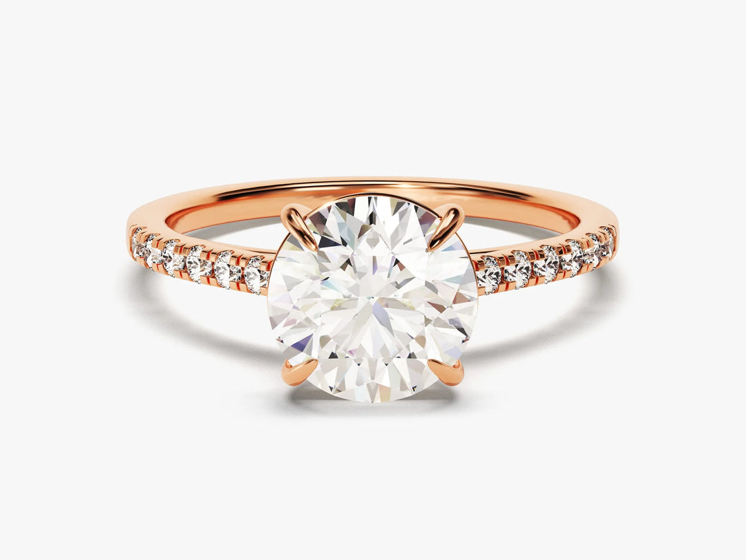 2.0CT Round Diamond Pave Setting Moissanite Engagement Ring