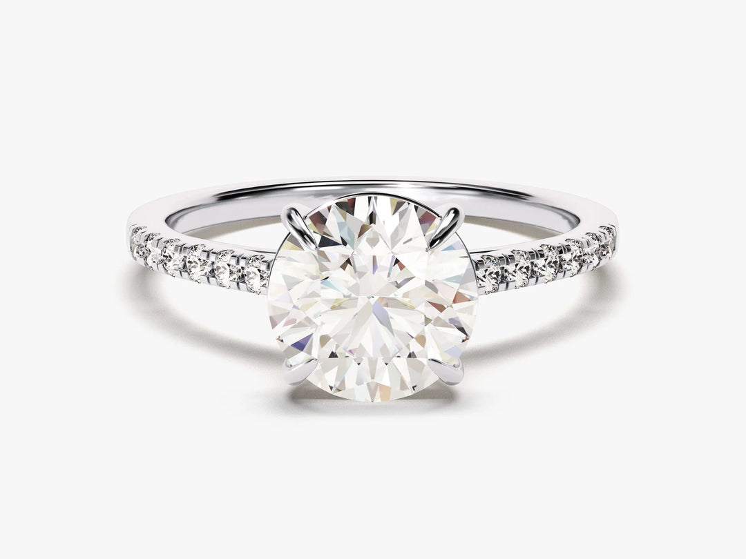 2.0CT Round Diamond Pave Setting Moissanite Engagement Ring