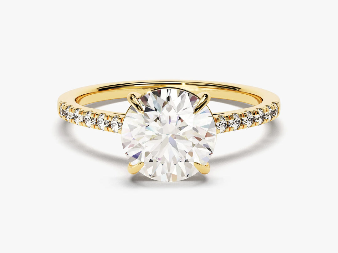 2.0CT Round Diamond Pave Setting Moissanite Engagement Ring