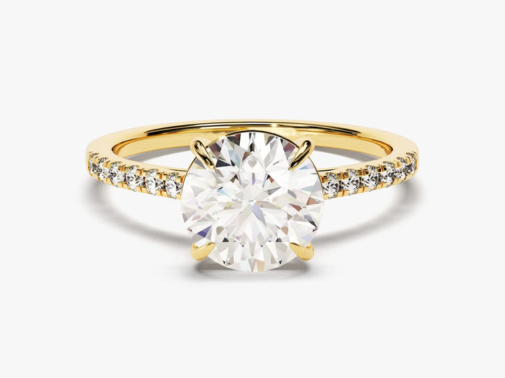 2.0CT Round Diamond Pave Setting Moissanite Engagement Ring