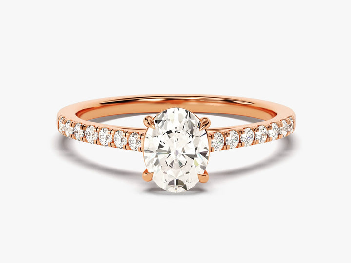 1.0CT Oval Brilliant Diamond Pave Setting Moissanite Engagement Ring
