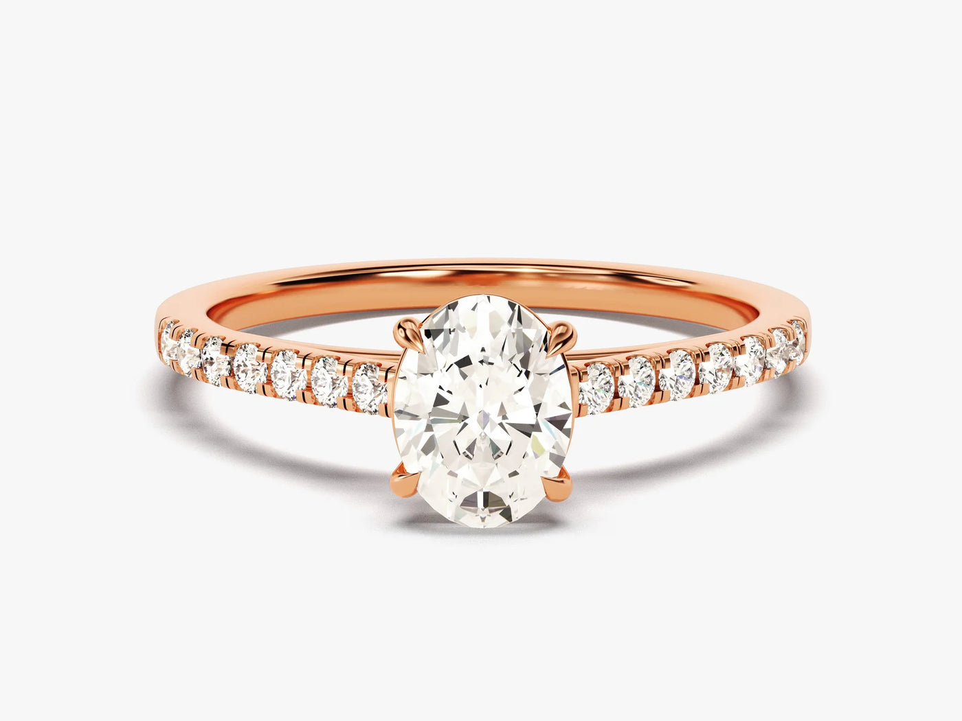 1.0CT Oval Brilliant Diamond Pave Setting Moissanite Engagement Ring