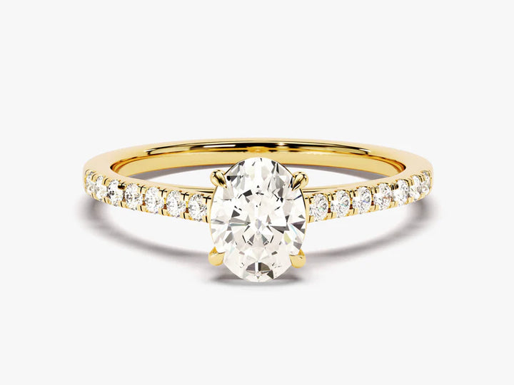 1.0CT Oval Brilliant Diamond Pave Setting Moissanite Engagement Ring