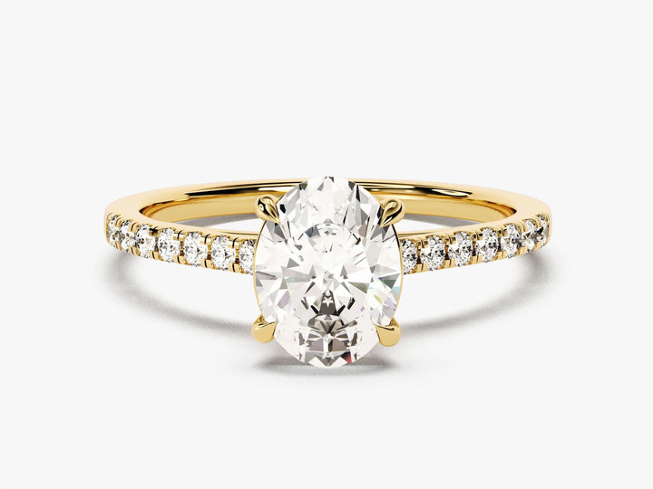 1.50CT Oval Cut Diamond Pave Setting Moissanite Engagement Ring