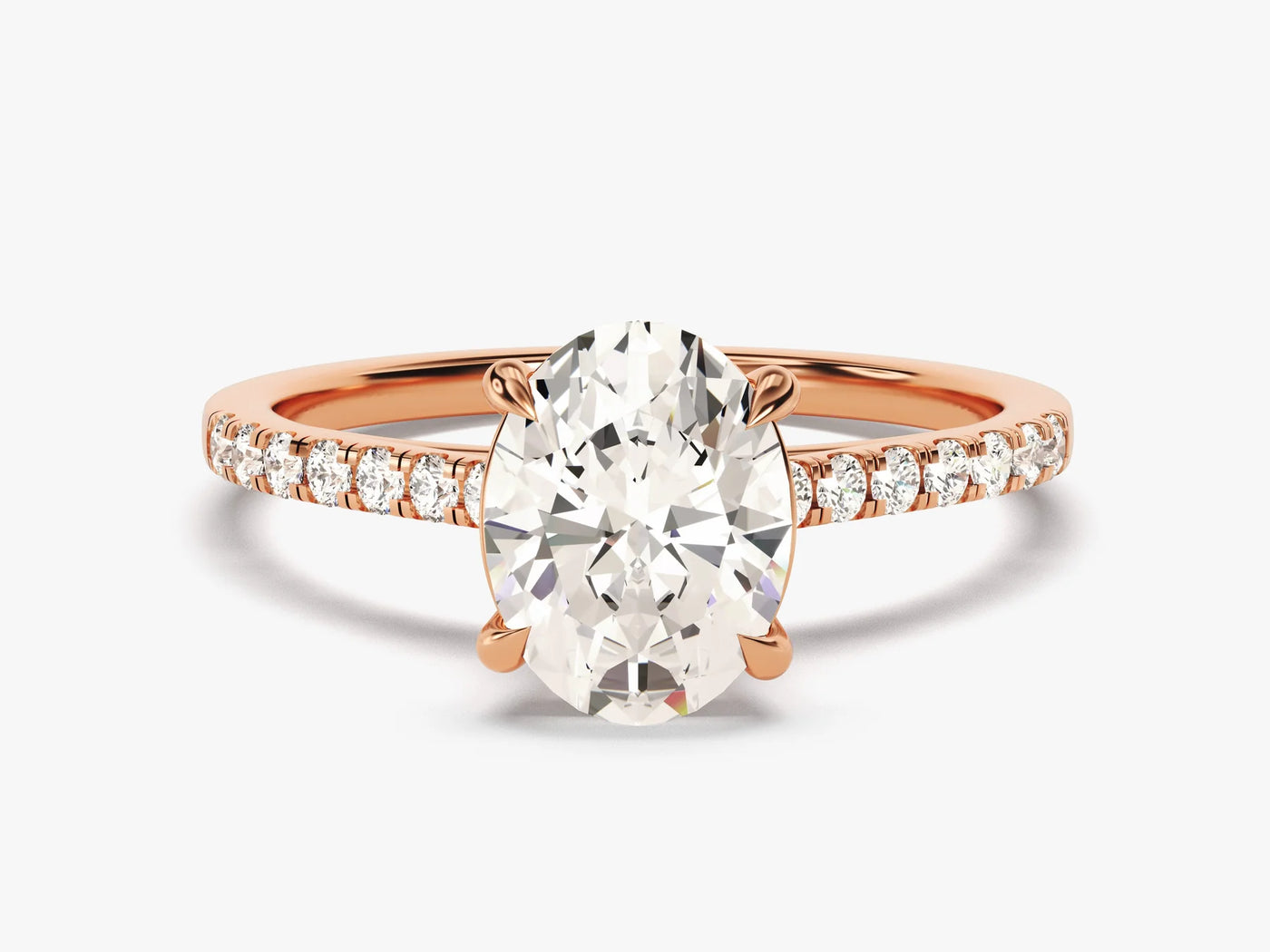 2.0CT Oval Diamond Pave Setting Moissanite Engagement Ring