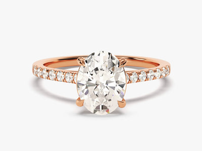 2.0CT Oval Diamond Pave Setting Moissanite Engagement Ring