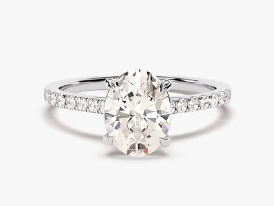 2.0CT Oval Diamond Pave Setting Moissanite Engagement Ring
