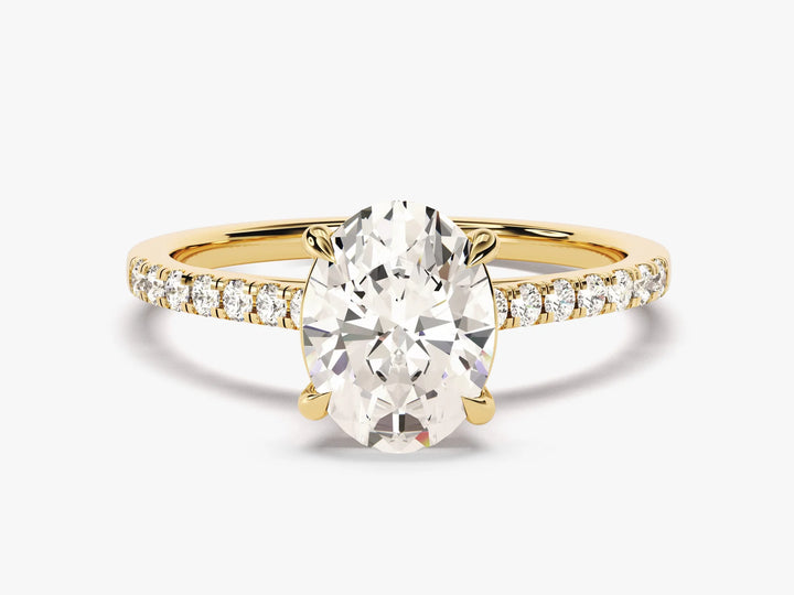 2.0CT Oval Diamond Pave Setting Moissanite Engagement Ring