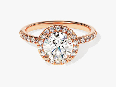1.0CT Round Diamond Halo Pave Setting Moissanite Engagement Ring