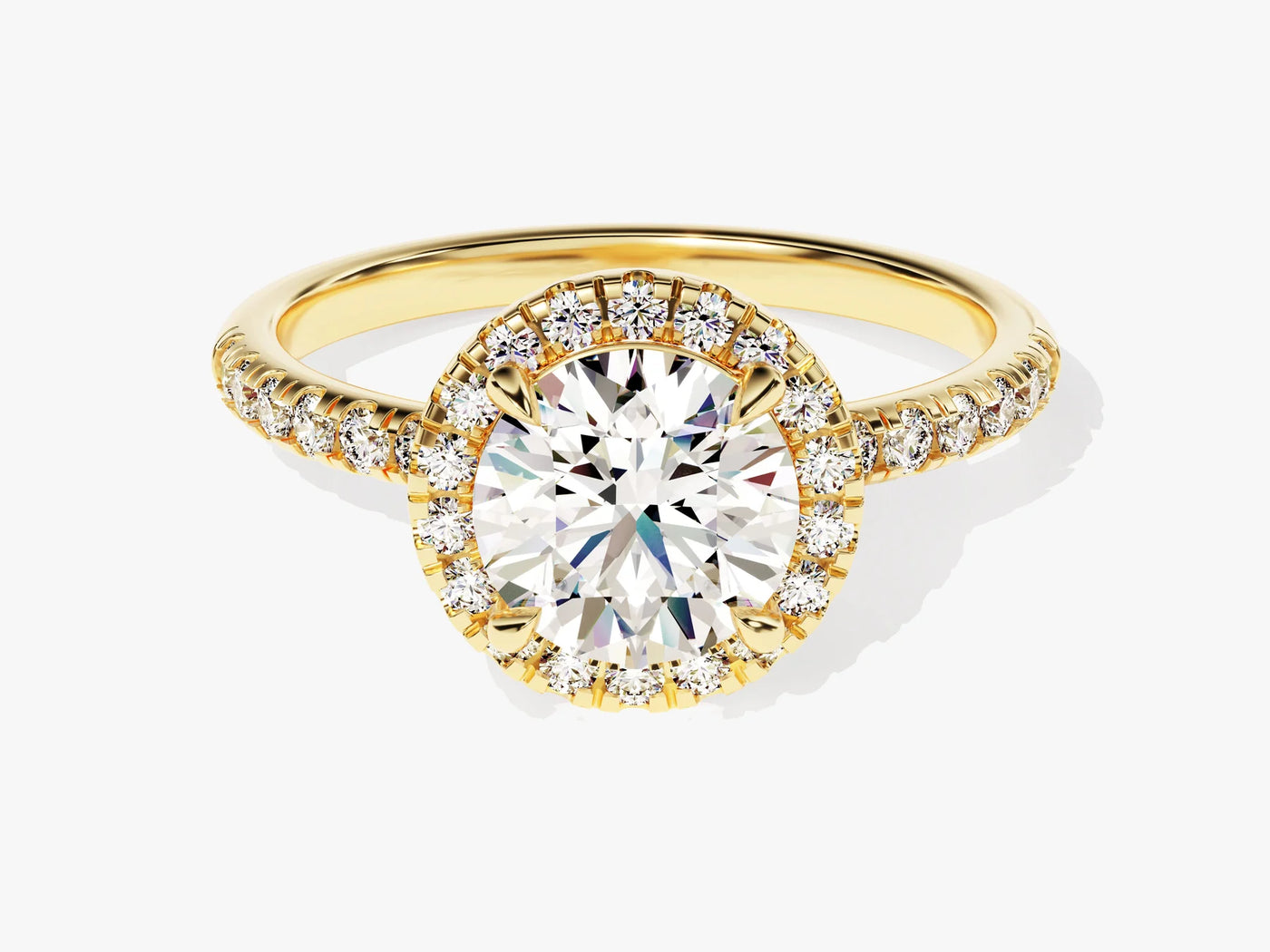 1.0CT Round Diamond Halo Pave Setting Moissanite Engagement Ring