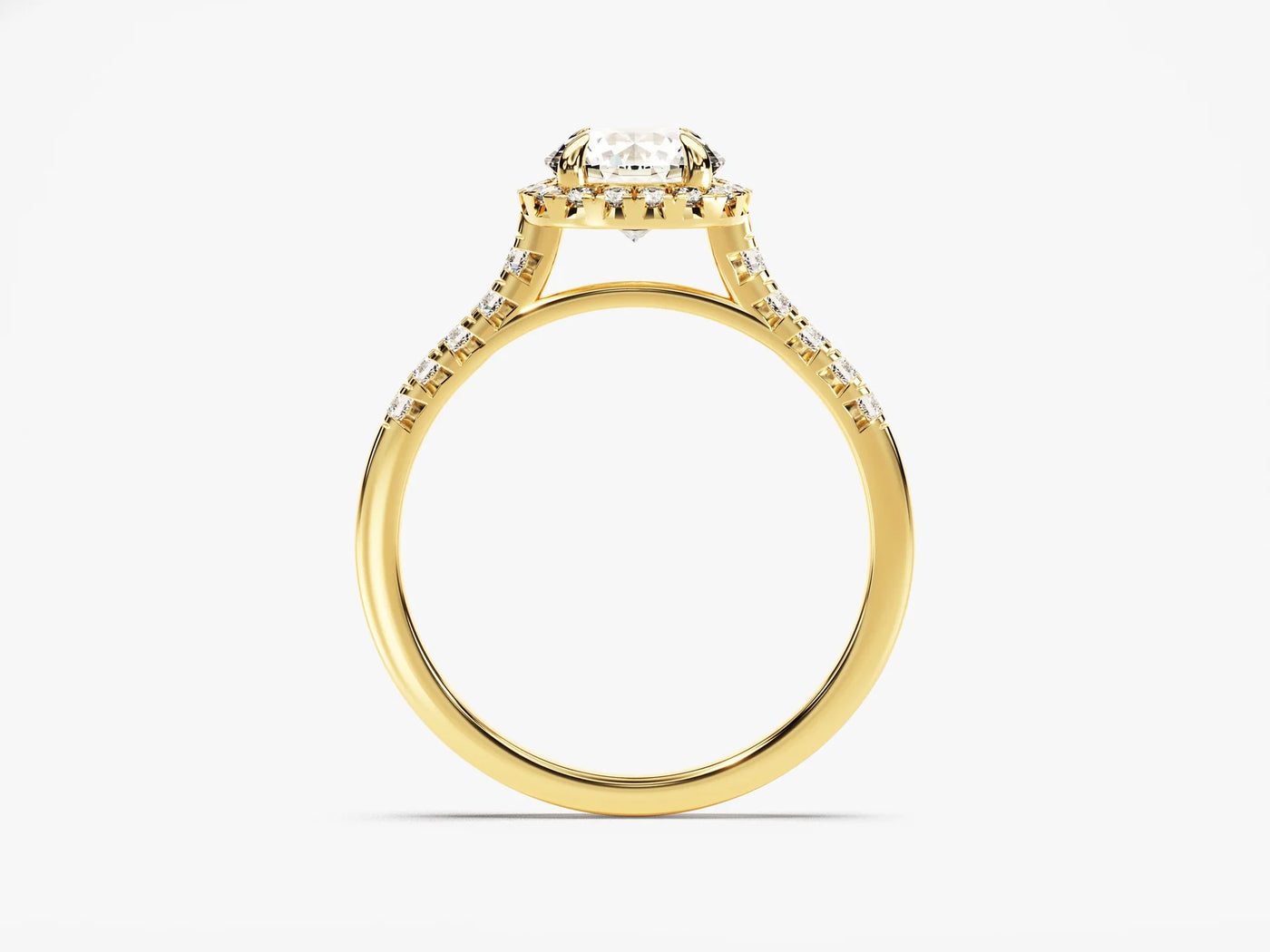 1.0CT Round Brilliant Diamond Halo Pave Setting Moissanite Engagement Ring