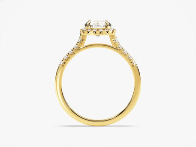 1.0CT Round Brilliant Diamond Halo Pave Setting Moissanite Engagement Ring