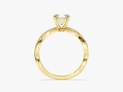 1.0 CT Round Diamond Twisted Pave Setting Moissanite Engagement Ring