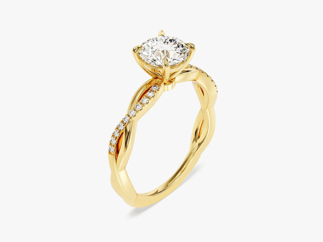 1.0 CT Round Diamond Twisted Pave Setting Moissanite Engagement Ring