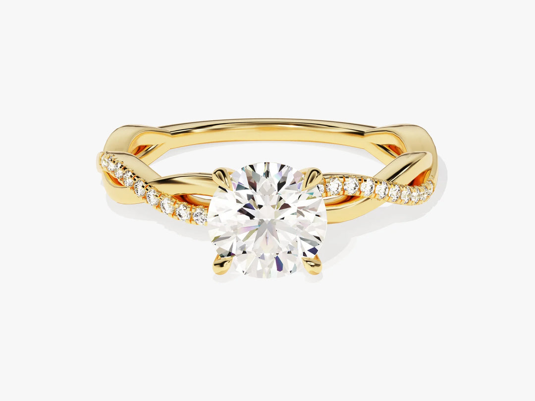 1.0 CT Round Diamond Twisted Pave Setting Moissanite Engagement Ring