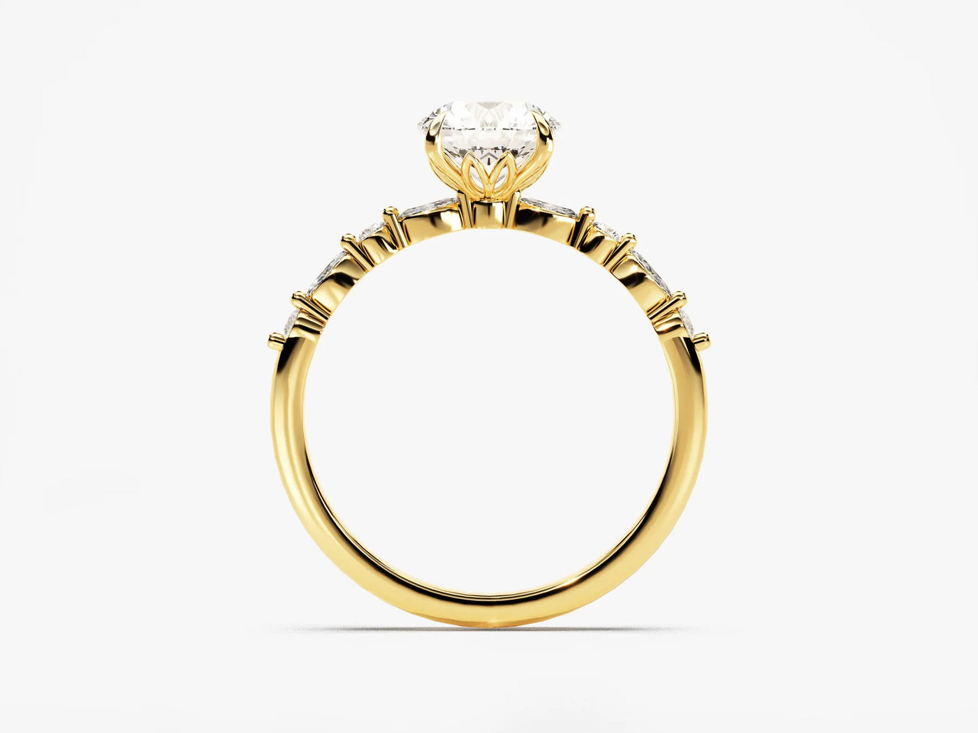 1.0 CT Round Diamond Pave Setting Moissanite Engagement Ring