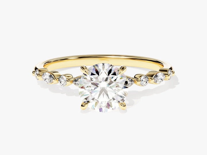 1.0 CT Round Diamond Pave Setting Moissanite Engagement Ring