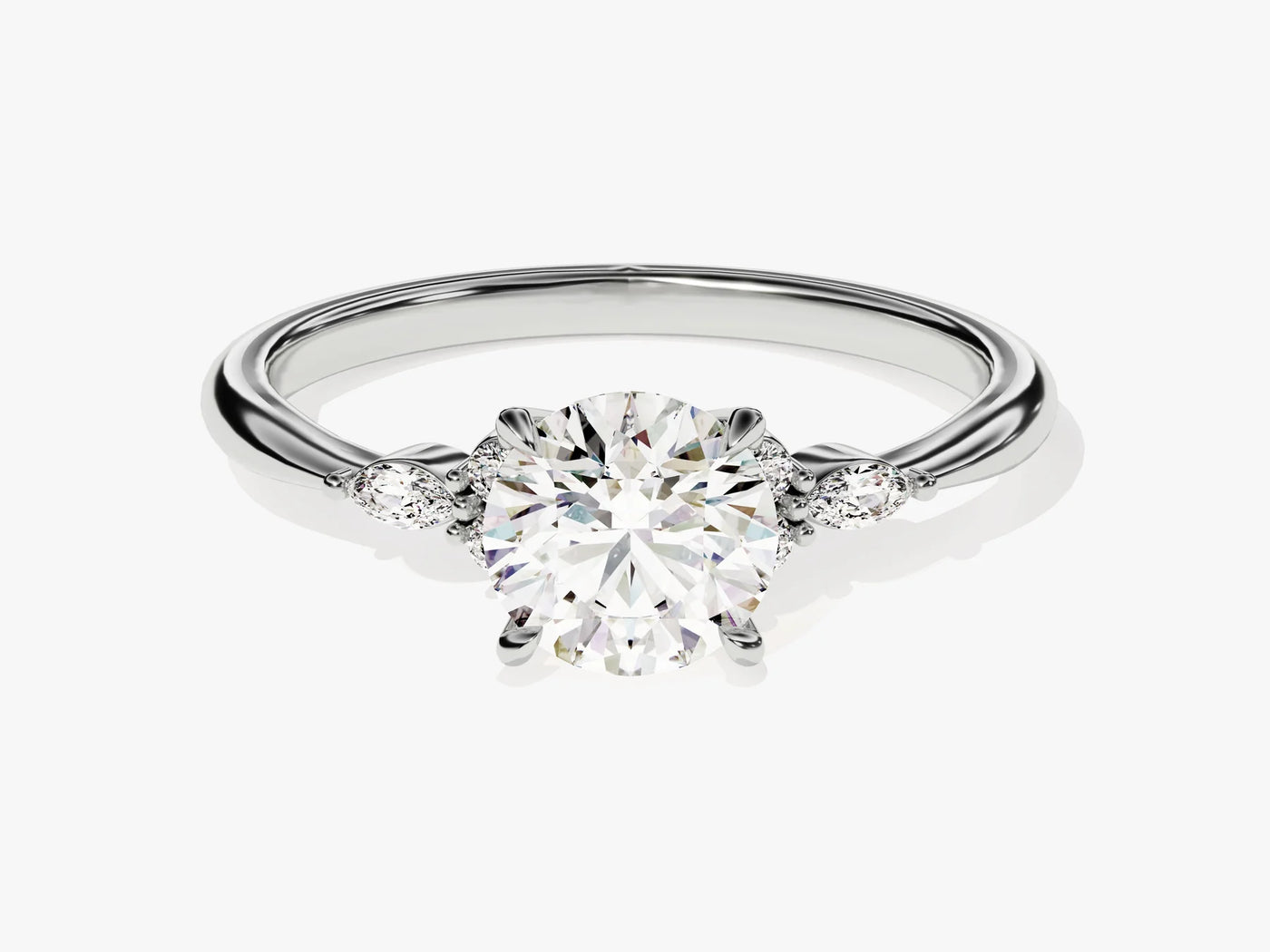 1.0 CT Round Diamond Cluster Setting Moissanite Engagement Ring