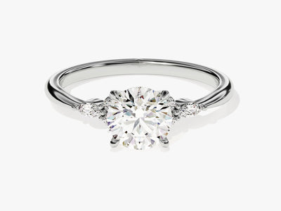 1.0 CT Round Diamond Cluster Setting Moissanite Engagement Ring