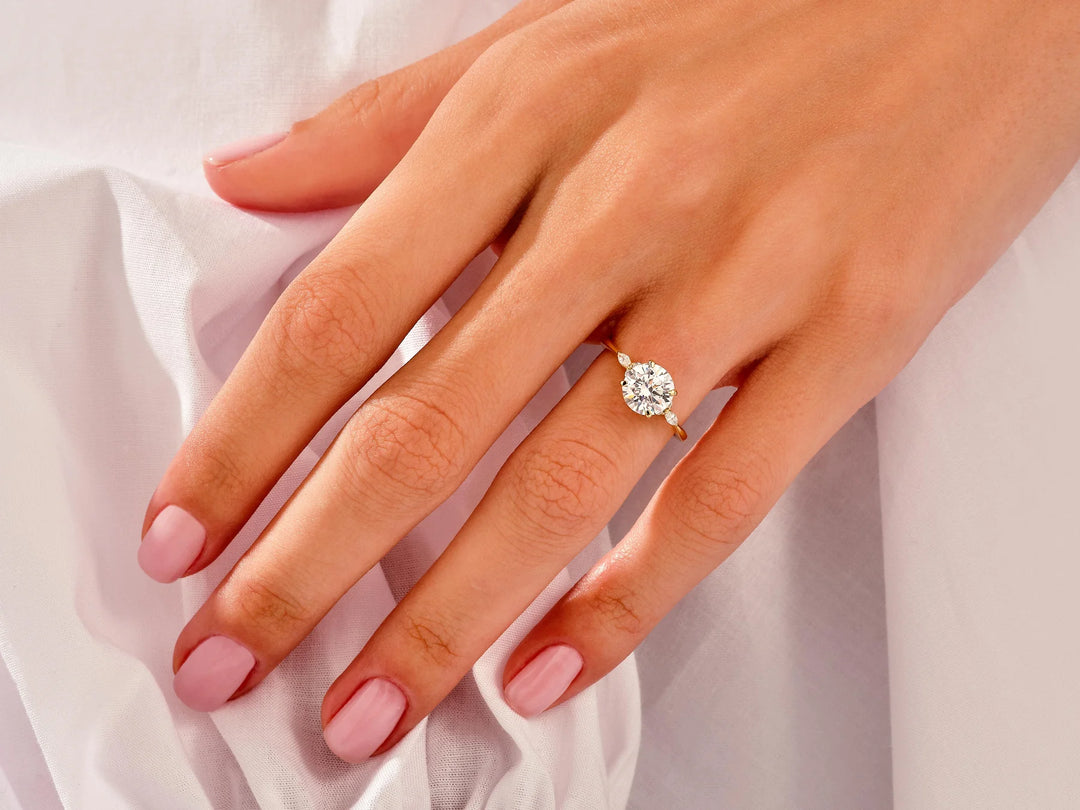 1.50CT Round Cut Diamond Cluster Setting Moissanite Engagement Ring
