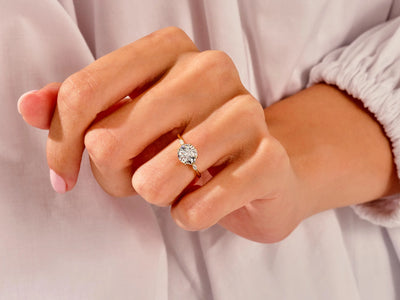 1.50CT Round Cut Diamond Cluster Setting Moissanite Engagement Ring