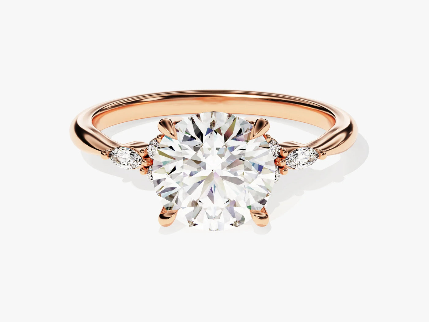 2.0CT Round Diamond Cluster Setting Moissanite Engagement Ring