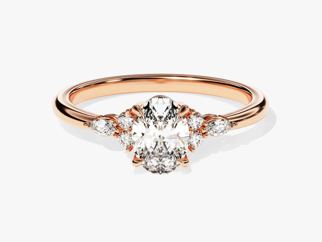 1.0 CT Oval Cut Diamond Cluster Setting Moissanite Engagement Ring