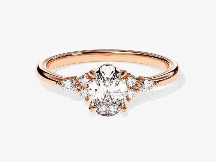1.0 CT Oval Cut Diamond Cluster Setting Moissanite Engagement Ring
