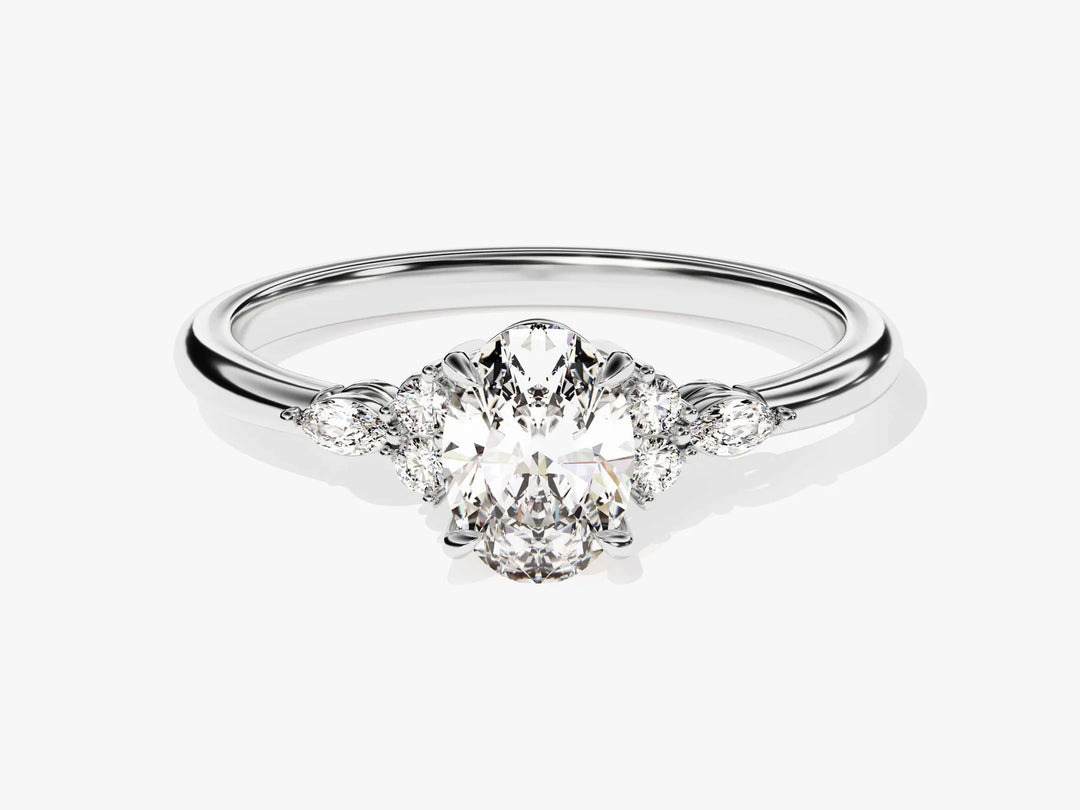 1.0 CT Oval Cut Diamond Cluster Setting Moissanite Engagement Ring