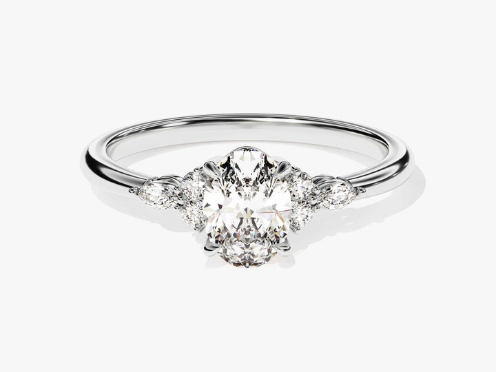 1.0 CT Oval Cut Diamond Cluster Setting Moissanite Engagement Ring