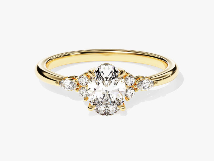 1.0 CT Oval Cut Diamond Cluster Setting Moissanite Engagement Ring