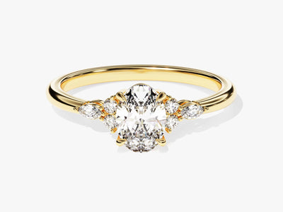 1.0 CT Oval Cut Diamond Cluster Setting Moissanite Engagement Ring