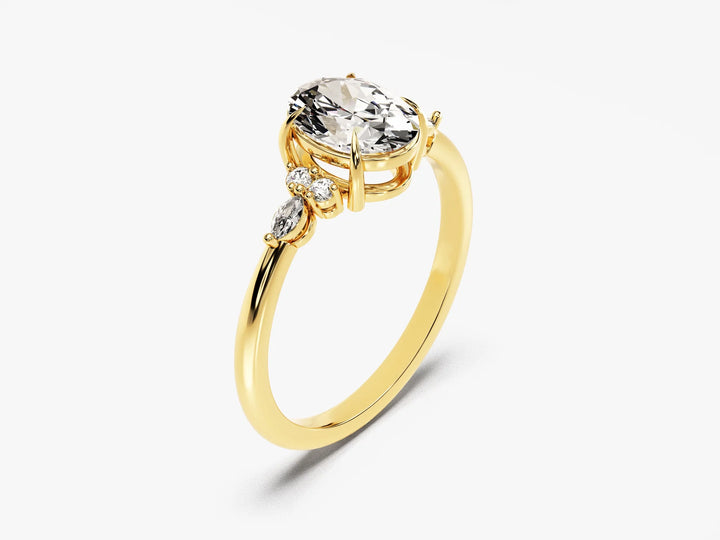 1.50CT Oval Cut Diamond Cluster Setting Moissanite Engagement Ring