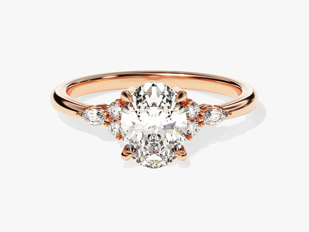 1.50CT Oval Cut Diamond Cluster Setting Moissanite Engagement Ring