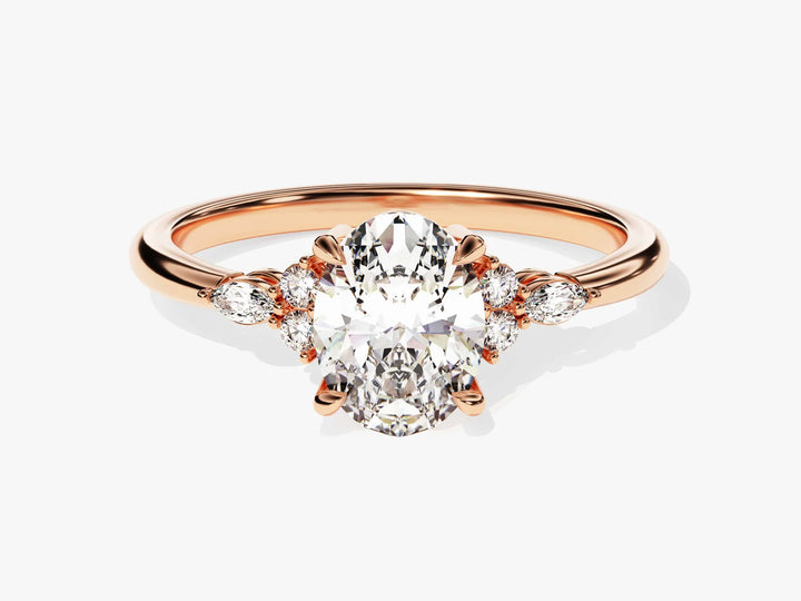 1.50CT Oval Cut Diamond Cluster Setting Moissanite Engagement Ring