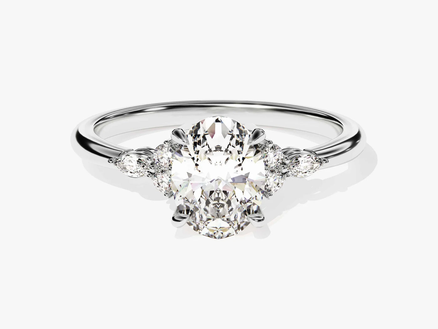 1.50CT Oval Cut Diamond Cluster Setting Moissanite Engagement Ring