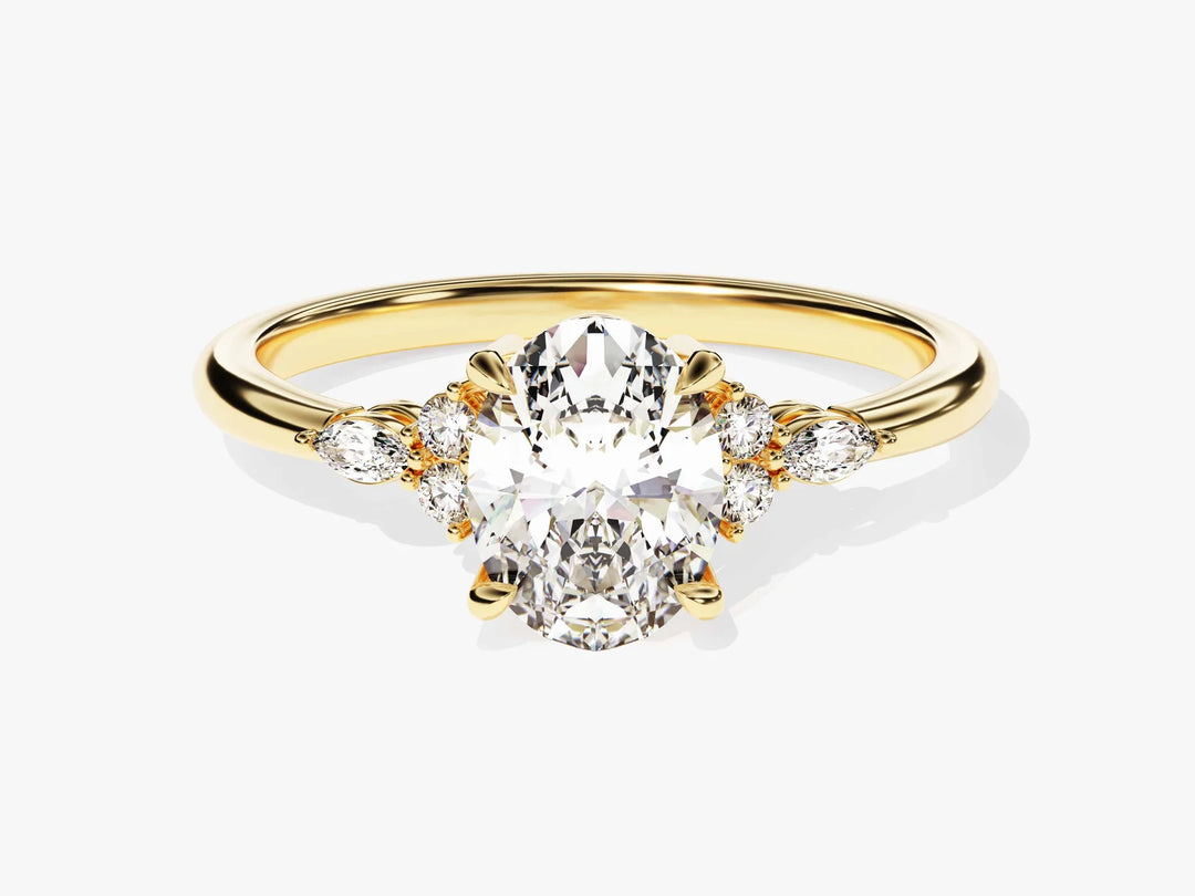 1.50CT Oval Cut Diamond Cluster Setting Moissanite Engagement Ring