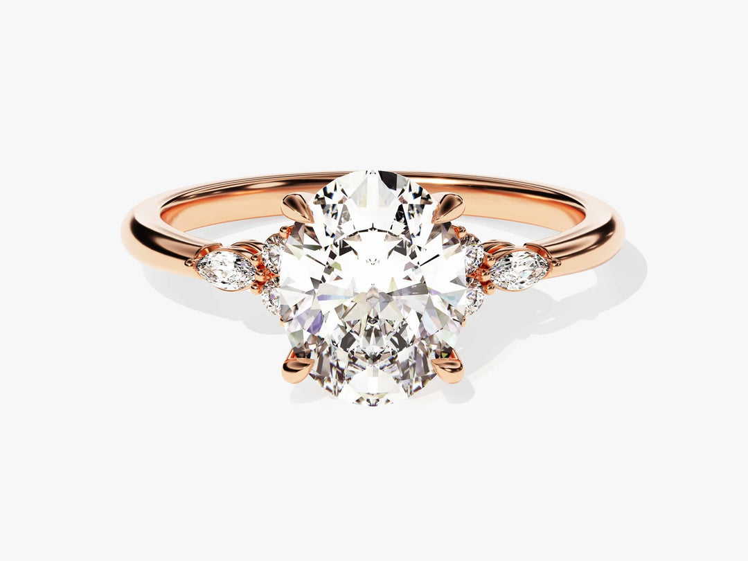 2.0CT Oval Diamond Cluster Setting Moissanite Engagement Ring