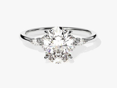 2.0CT Oval Diamond Cluster Setting Moissanite Engagement Ring