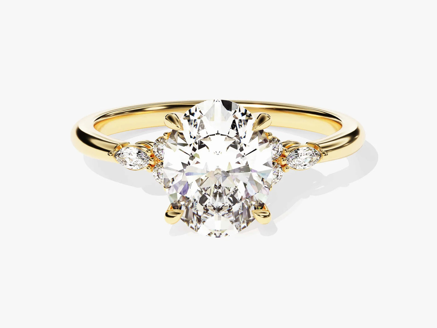 2.0CT Oval Diamond Cluster Setting Moissanite Engagement Ring