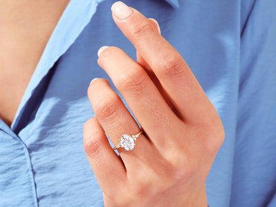 2.0CT Oval Diamond Cluster Setting Moissanite Engagement Ring