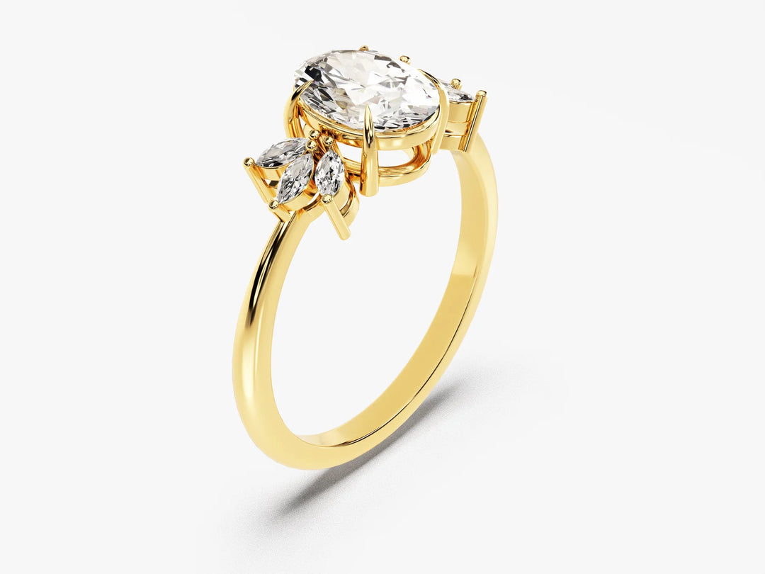 1.50CT Oval Diamond Cluster Setting Moissanite Engagement Ring