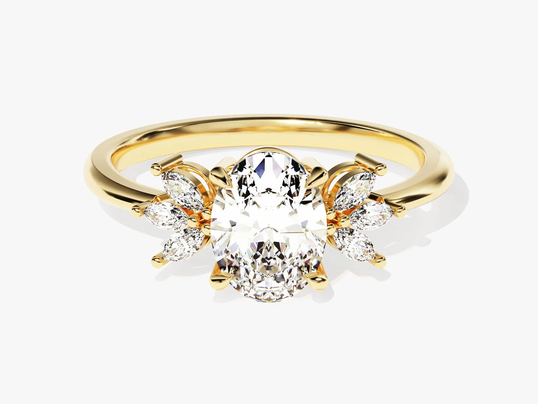 1.50CT Oval Diamond Cluster Setting Moissanite Engagement Ring