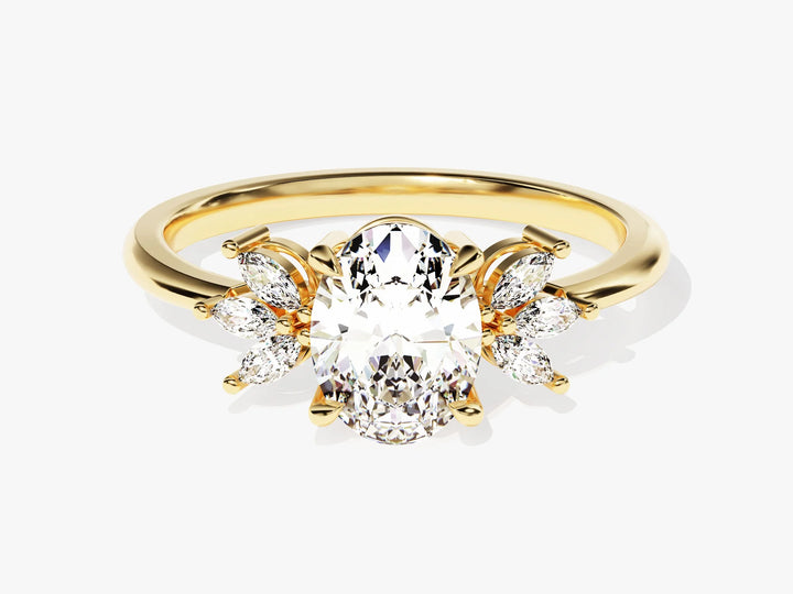 1.50CT Oval Diamond Cluster Setting Moissanite Engagement Ring