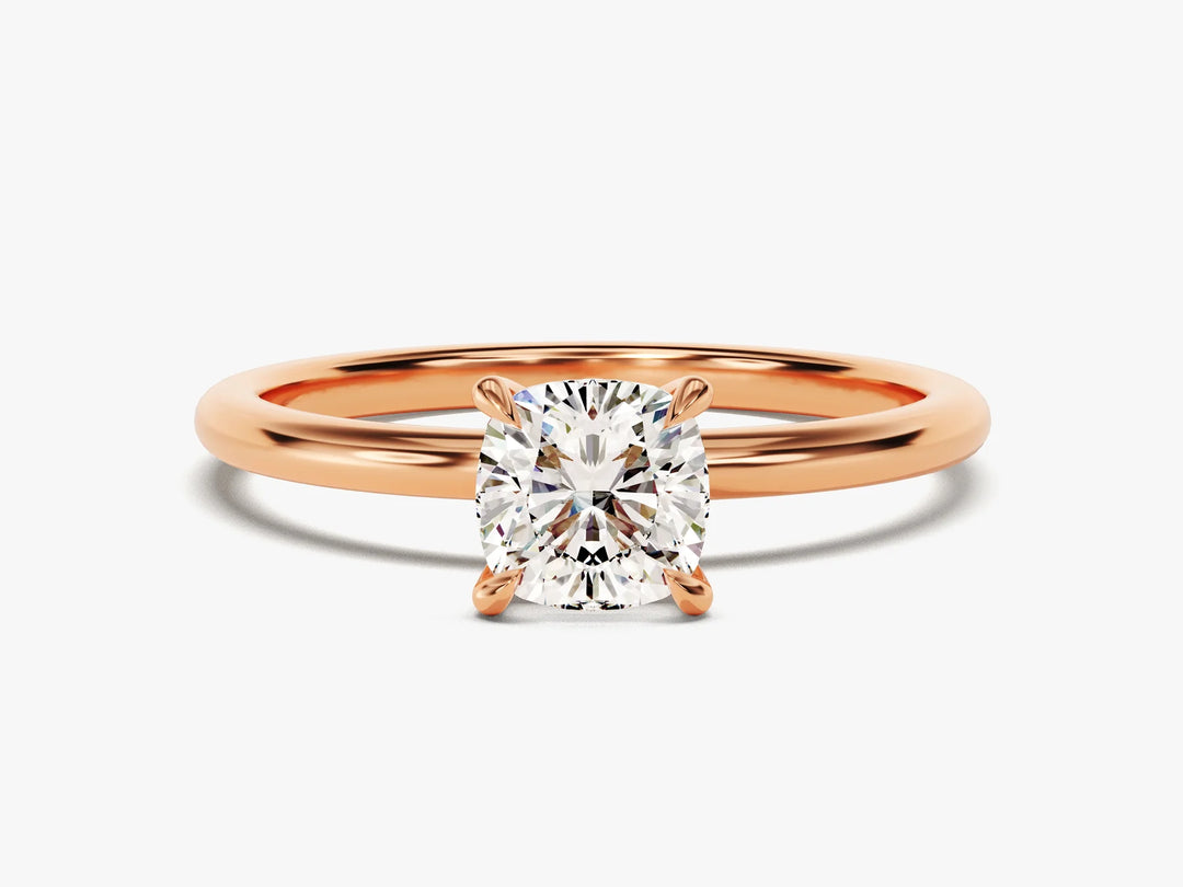 1.0CT Cushion Cut Solitaire Diamond Moissanite Engagement Ring