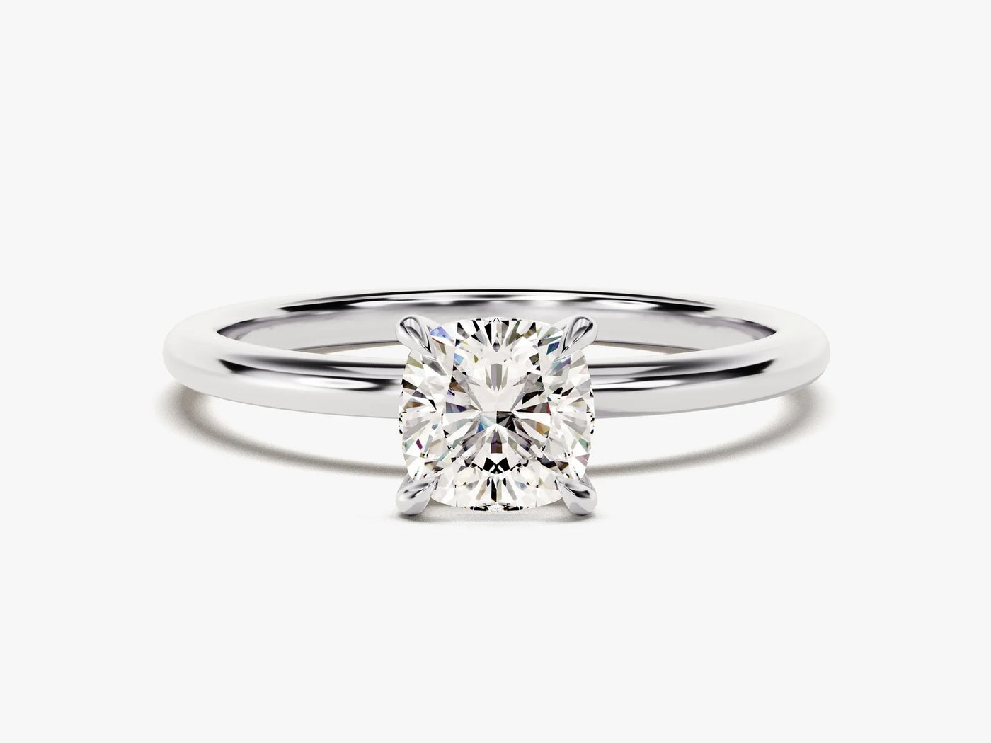 1.0CT Cushion Cut Solitaire Diamond Moissanite Engagement Ring
