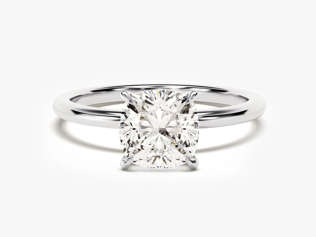 2.0CT Cushion Cut Solitaire Diamond Moissanite Engagement Ring