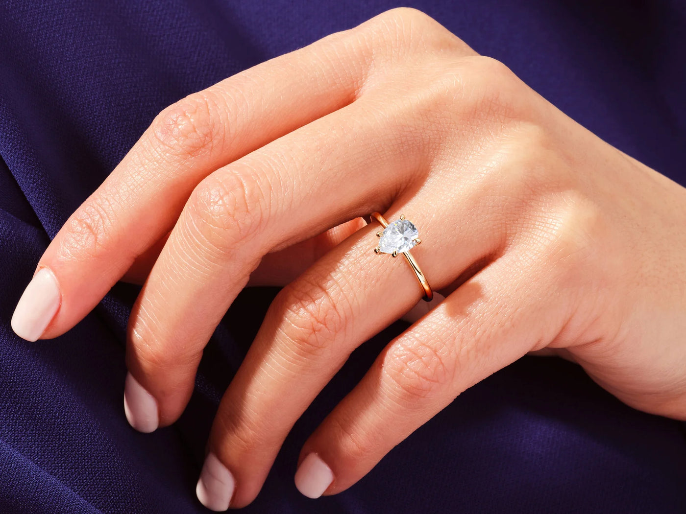 1.50CT Pear Cut Solitaire Diamond Moissanite Engagement Ring