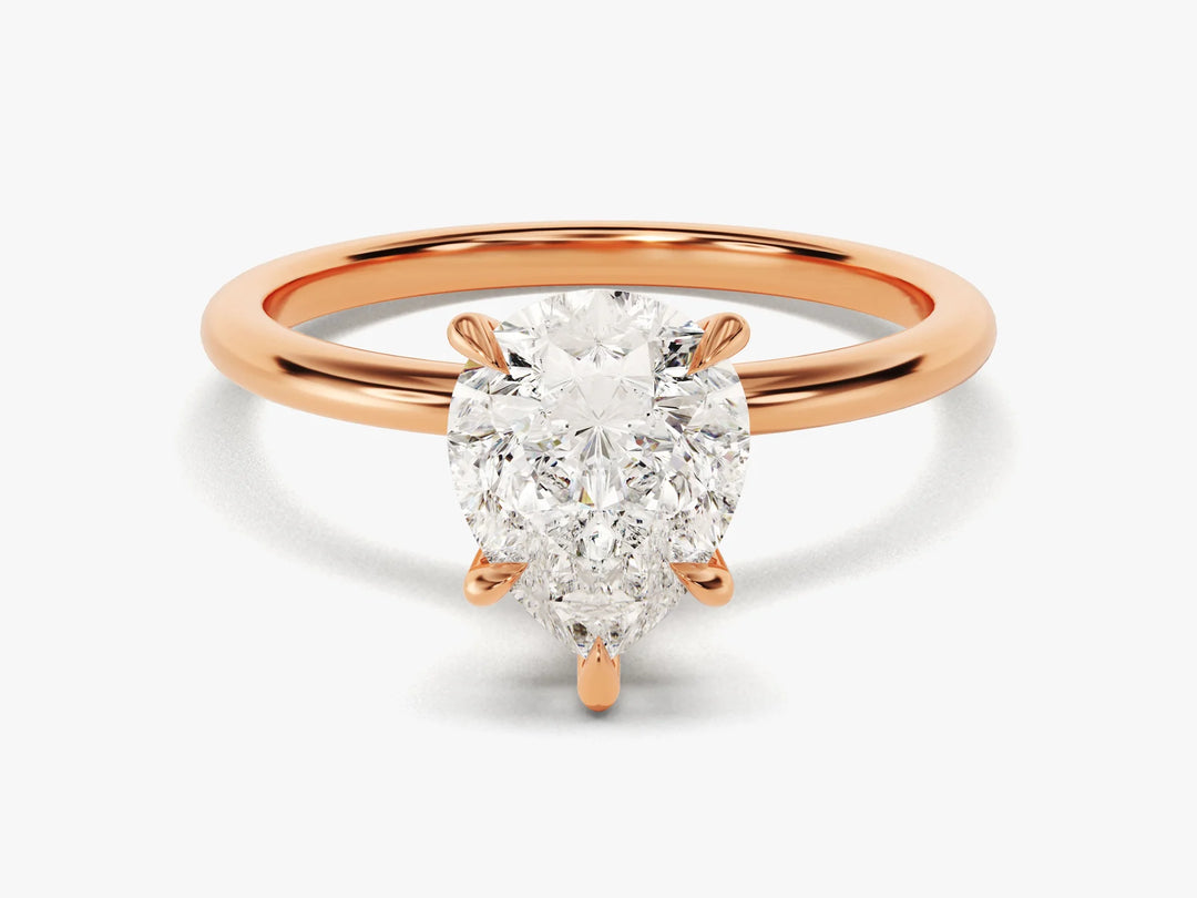 2.0CT Pear Cut Solitaire Diamond Moissanite Engagement Ring